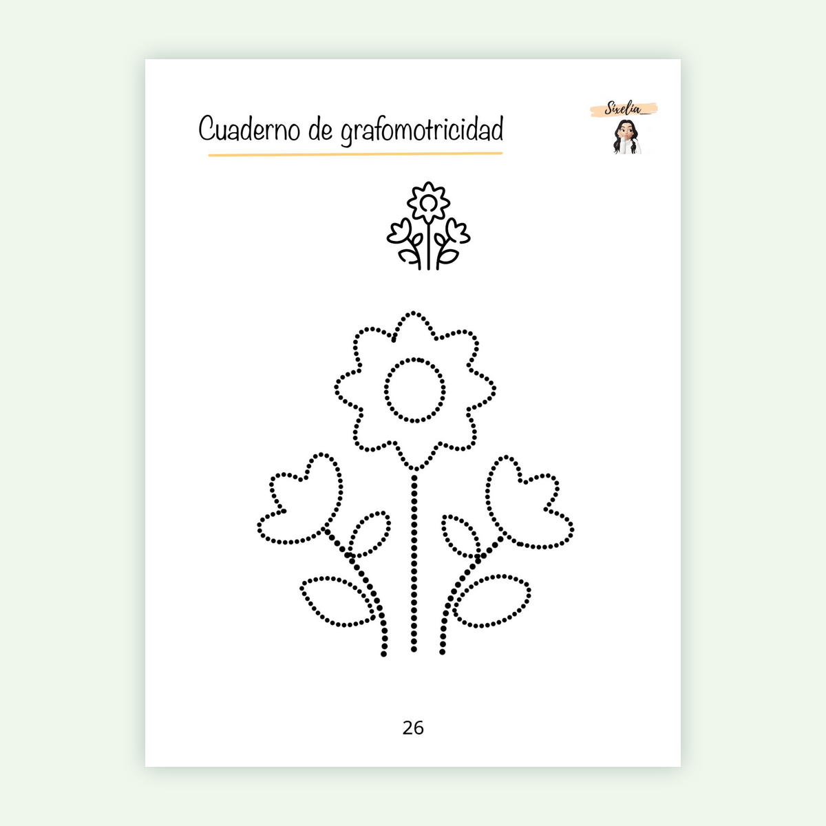 Actividad imprimible de trazo floral